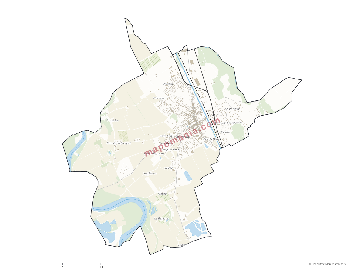 Carte de Grisolles à personnaliser