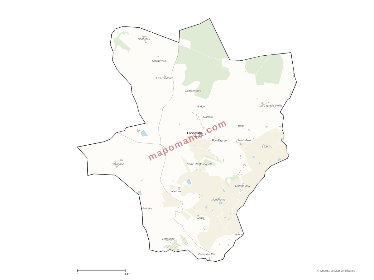 Carte de Labastide-de-Penne à personnaliser