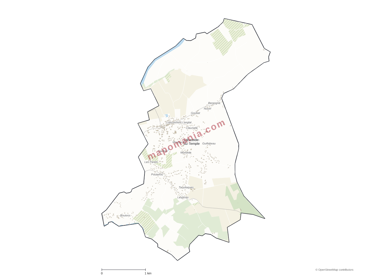 Carte de Labastide-du-Temple à personnaliser