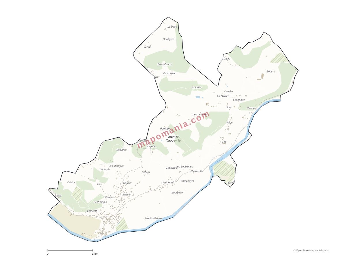 Carte de Lamothe-Capdeville à personnaliser