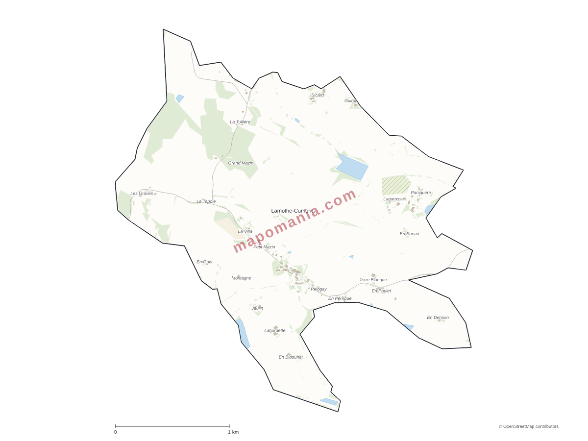 Carte de Lamothe-Cumont à personnaliser