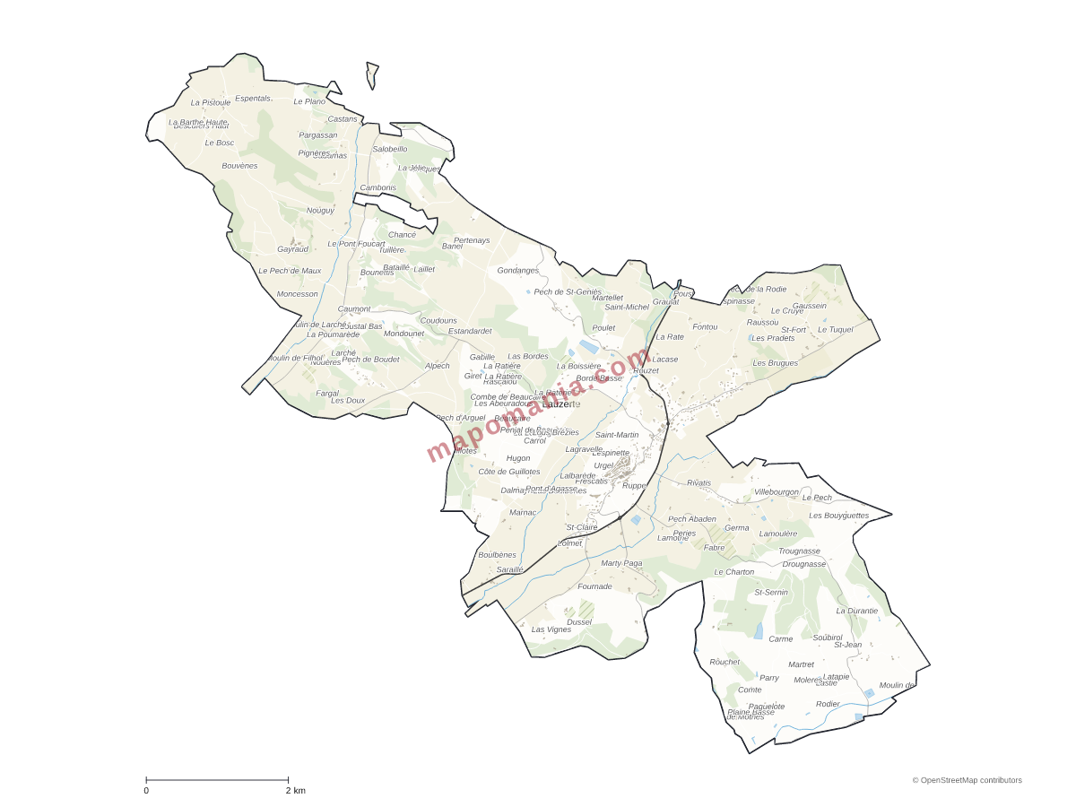 Carte de Lauzerte à personnaliser