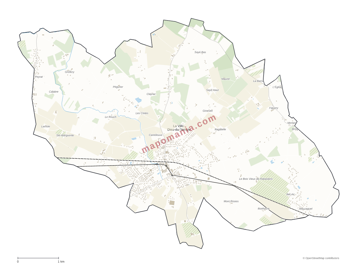 Carte de La Ville-Dieu-du-Temple à personnaliser