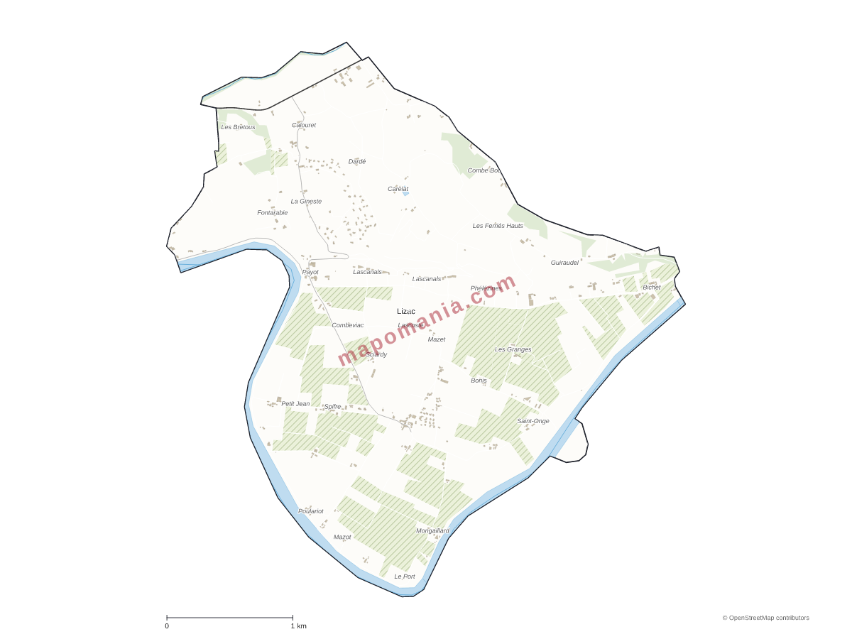 Carte de Lizac à personnaliser