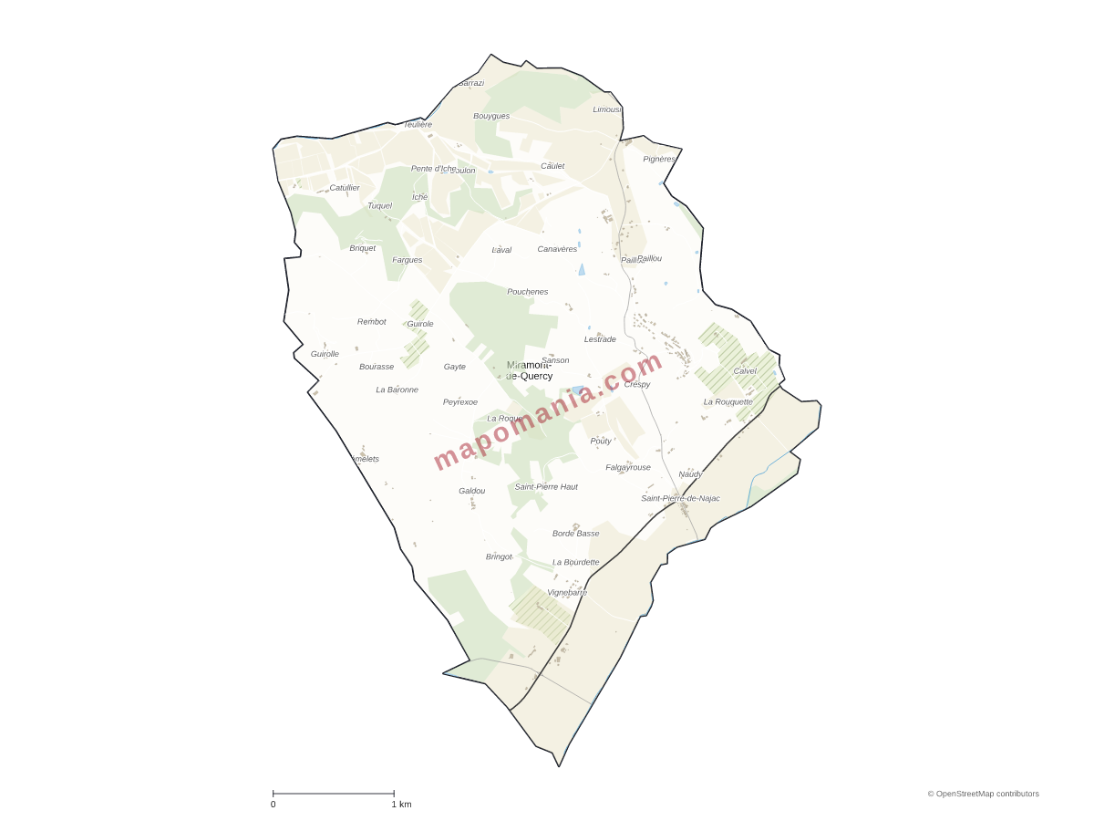 Carte de Miramont-de-Quercy à personnaliser
