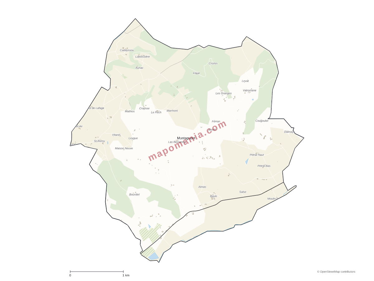 Carte de Montagudet à personnaliser