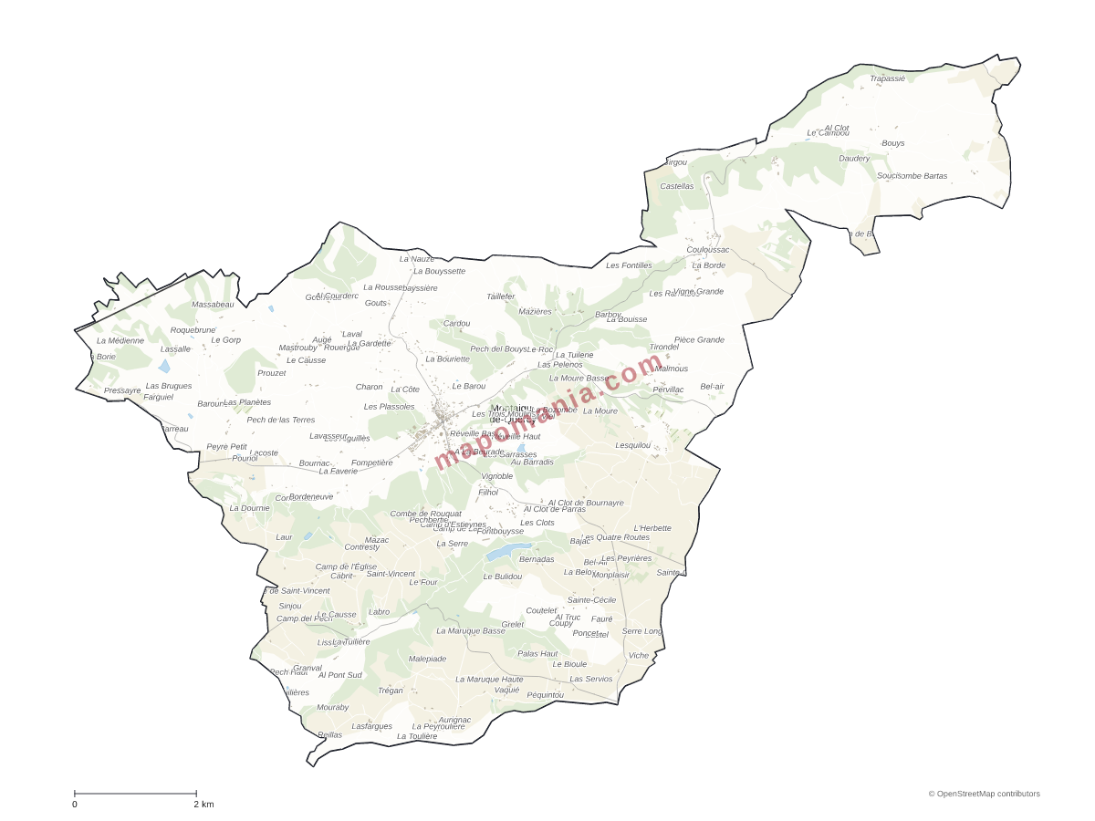 Carte de Montaigu-de-Quercy à personnaliser