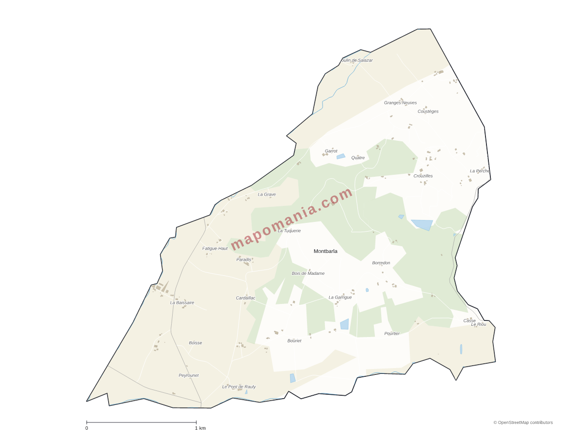 Carte de Montbarla à personnaliser
