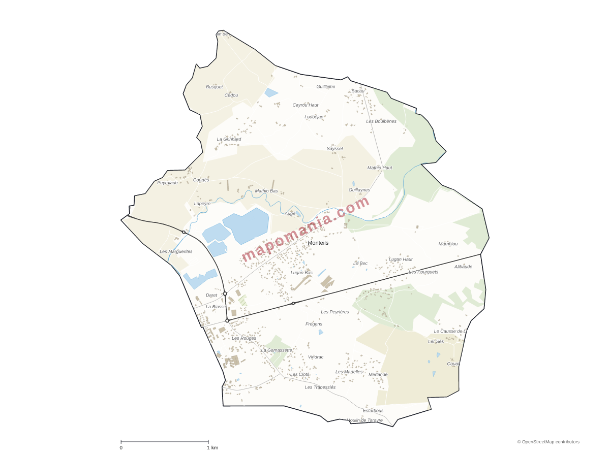 Carte de Monteils à personnaliser