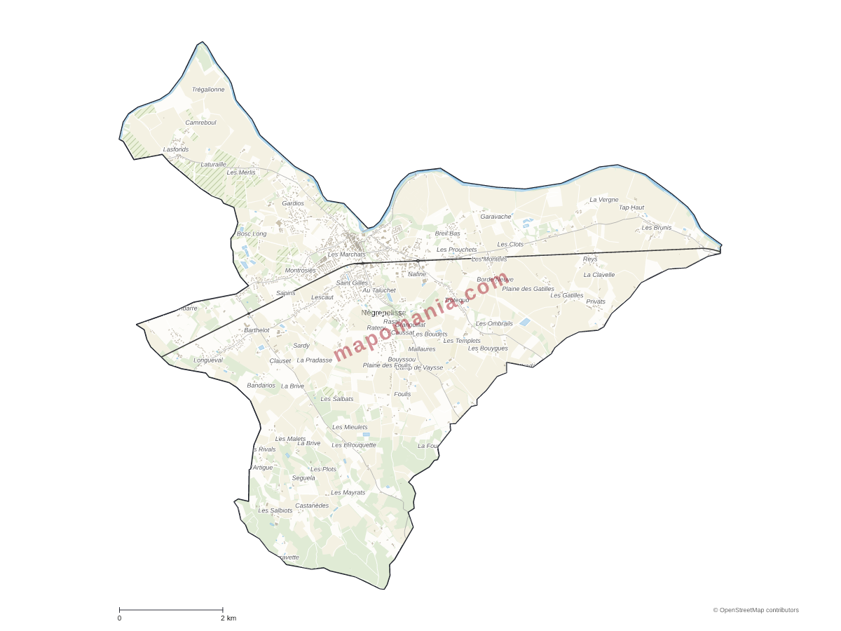 Carte de Nègrepelisse à personnaliser