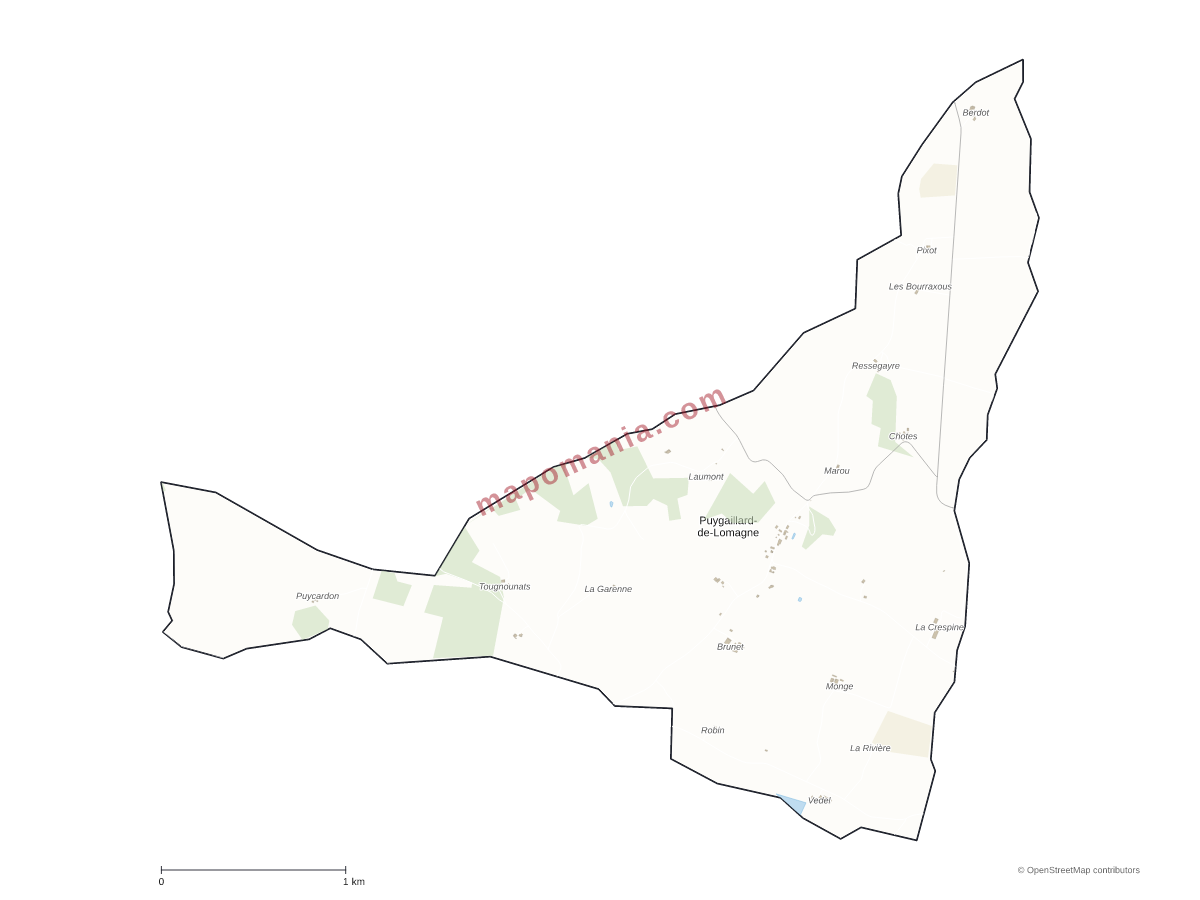 Carte de Puygaillard-de-Lomagne à personnaliser
