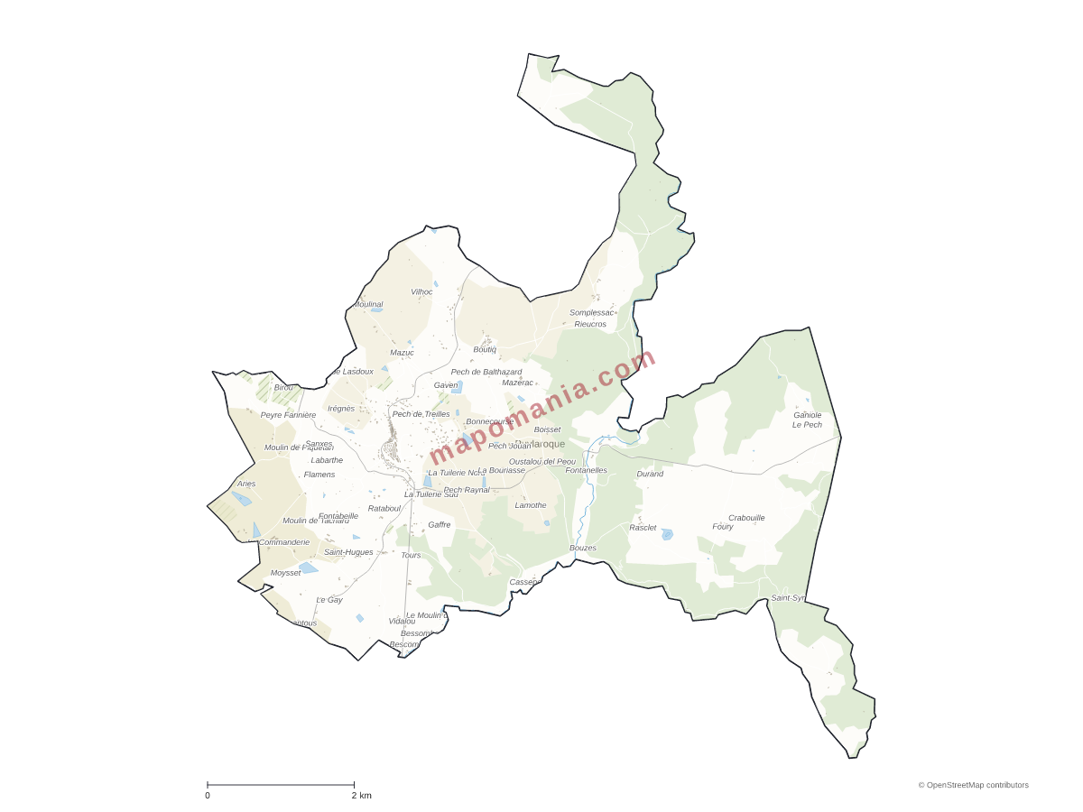 Carte de Puylaroque à personnaliser