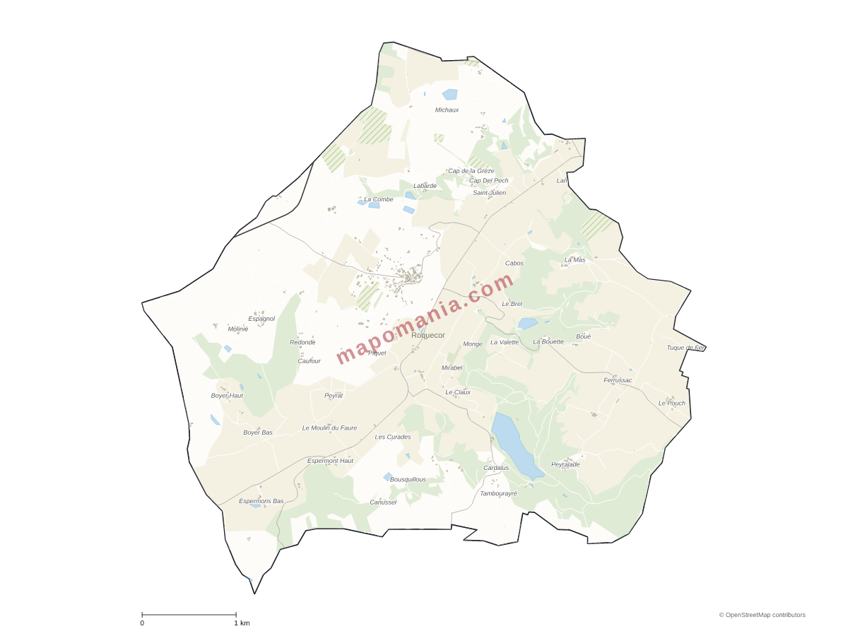 Carte de Roquecor à personnaliser