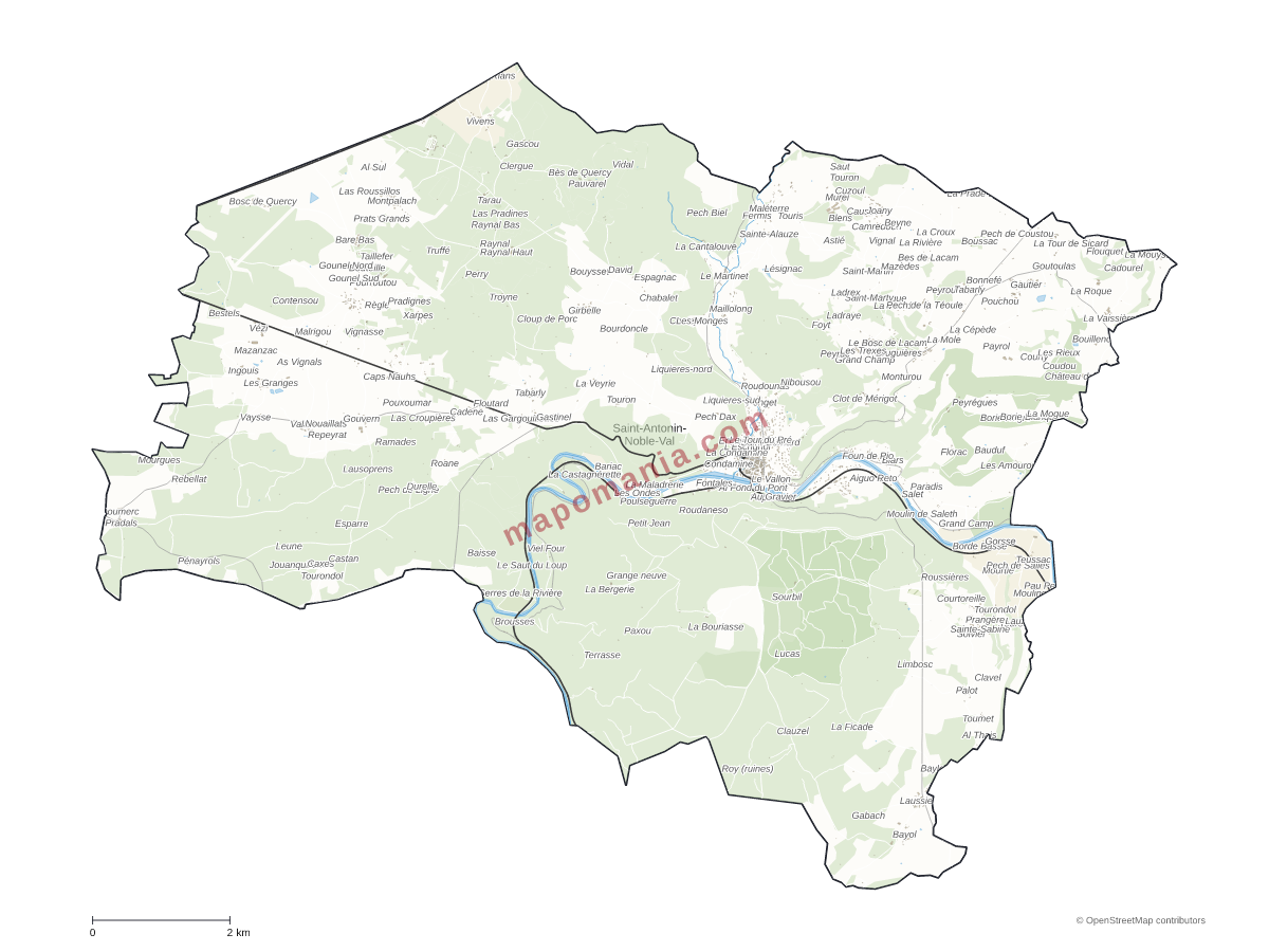 Carte de Saint-Antonin-Noble-Val à personnaliser