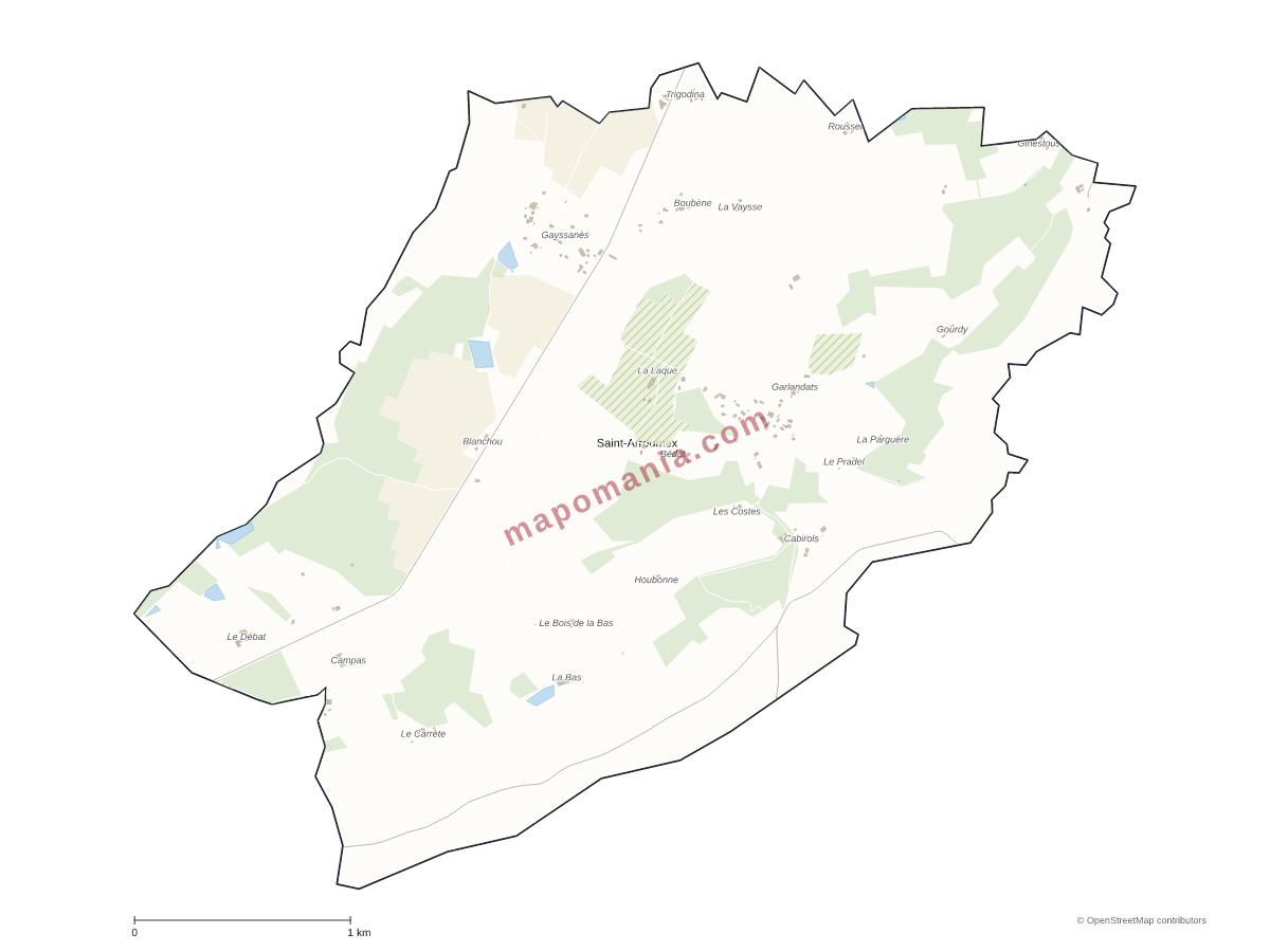 Carte de Saint-Arroumex à personnaliser