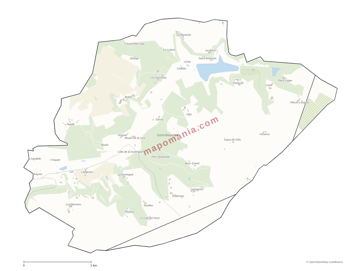 Carte de Saint-Beauzeil à personnaliser