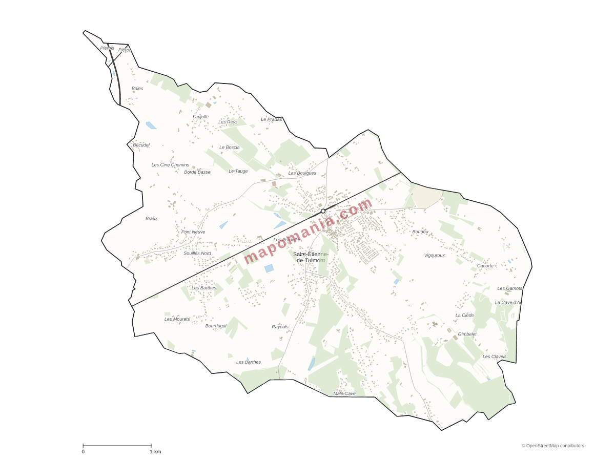 Carte de Saint-Étienne-de-Tulmont à personnaliser