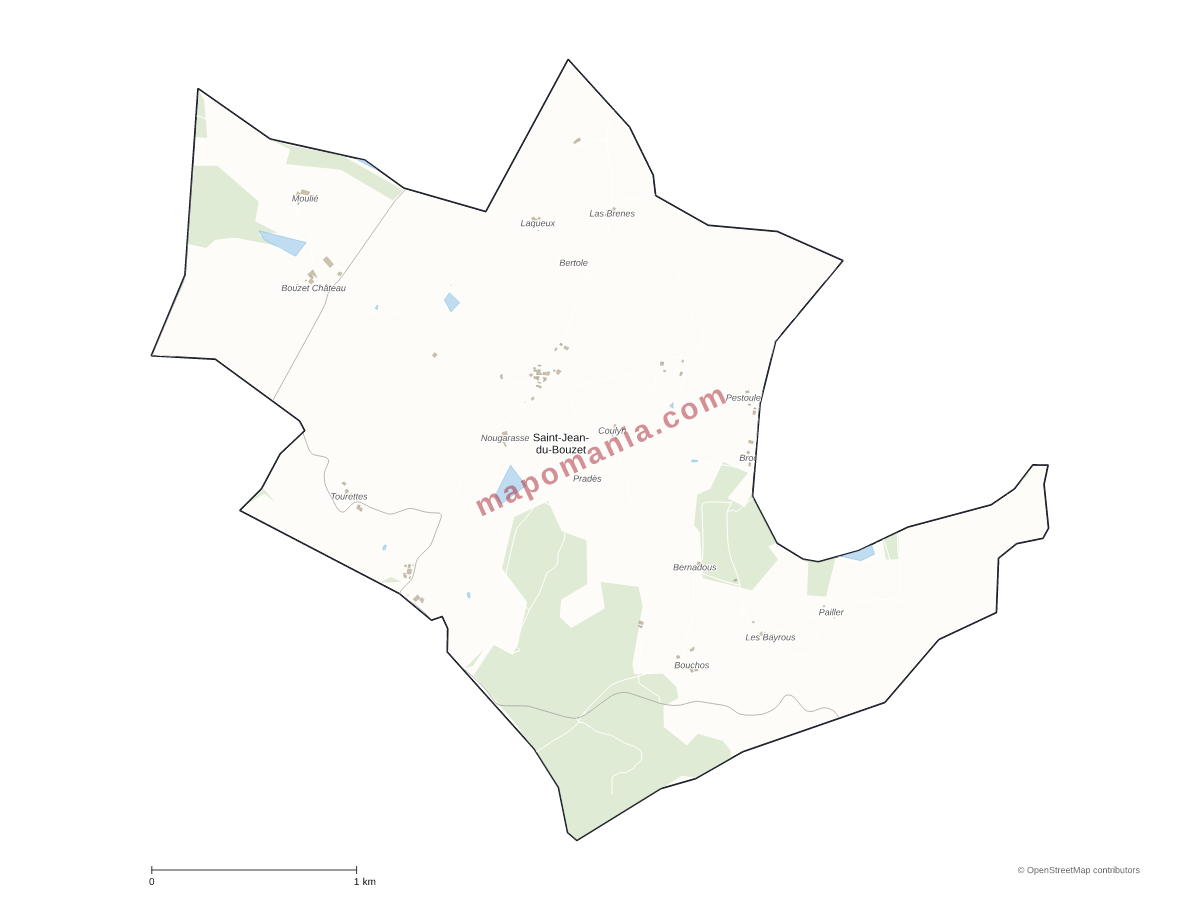 Carte de Saint-Jean-du-Bouzet à personnaliser