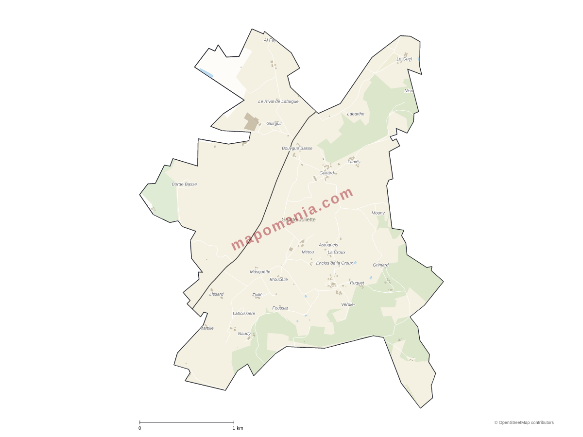Carte de Sainte-Juliette à personnaliser