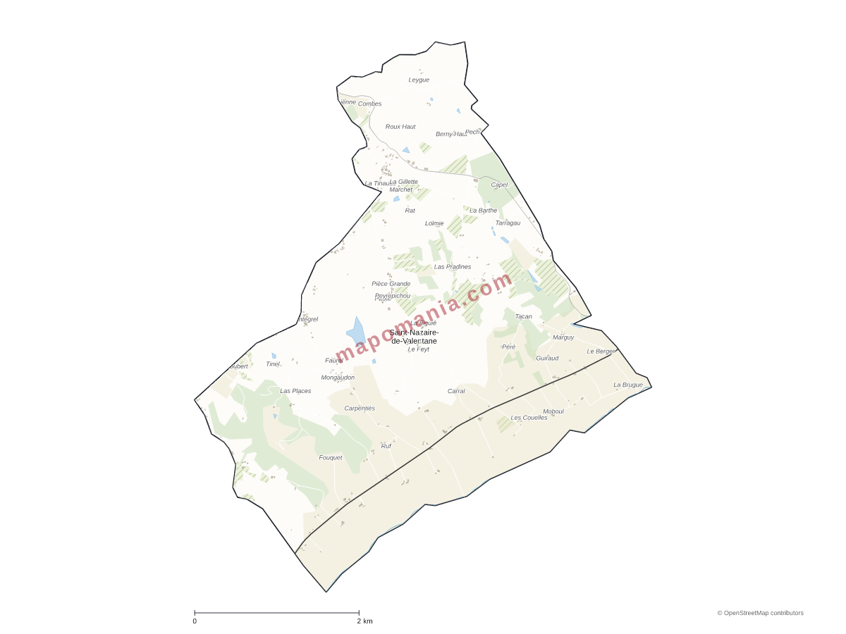 Carte de Saint-Nazaire-de-Valentane à personnaliser