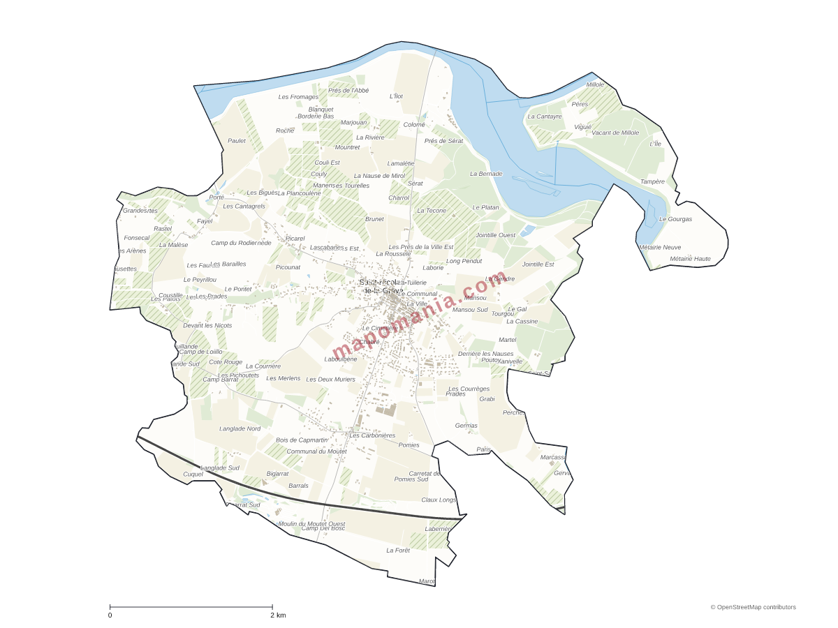 Carte de Saint-Nicolas-de-la-Grave à personnaliser