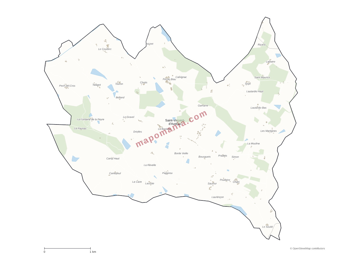 Carte de Saint-Vincent-d'Autéjac à personnaliser