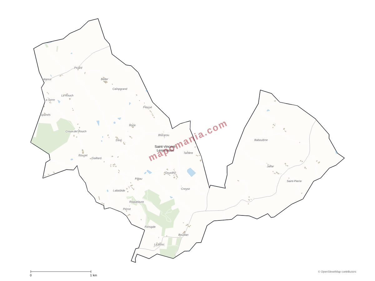 Carte de Saint-Vincent-Lespinasse à personnaliser
