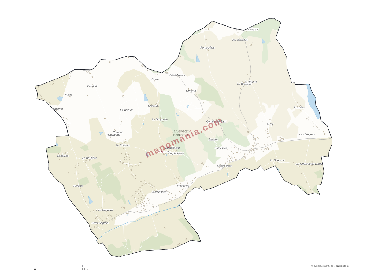 Carte de La Salvetat-Belmontet à personnaliser