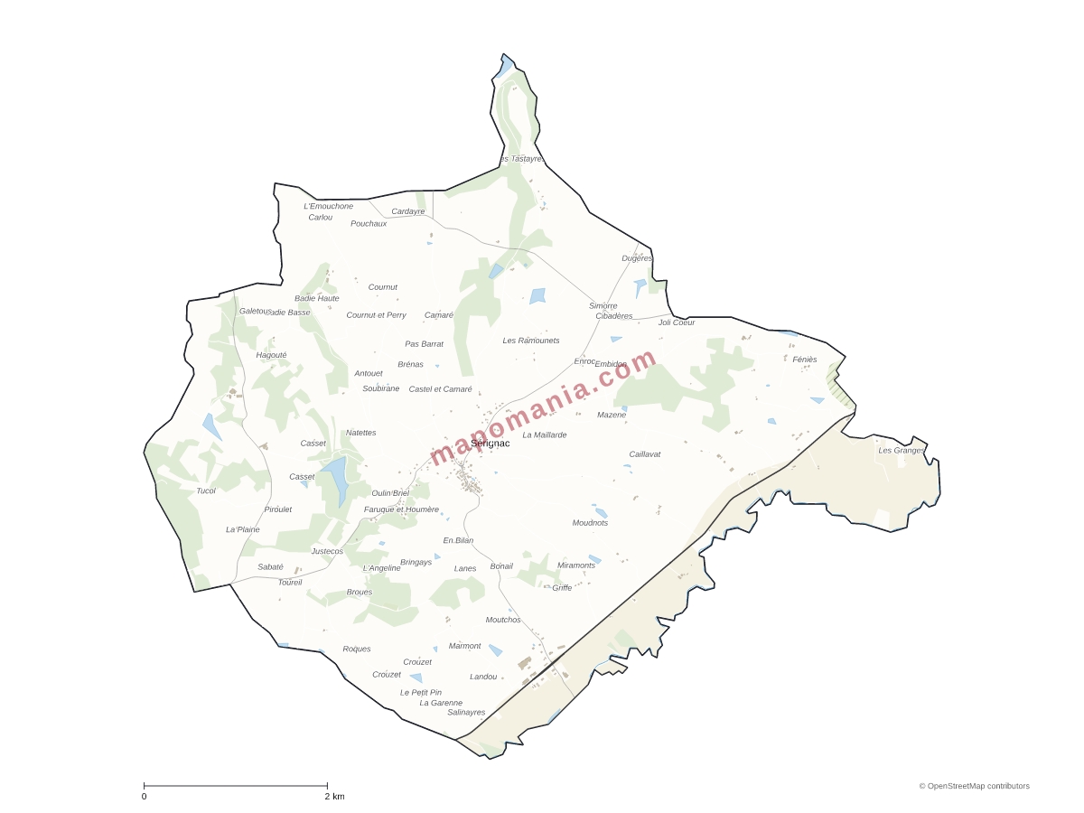 Carte de Sérignac à personnaliser