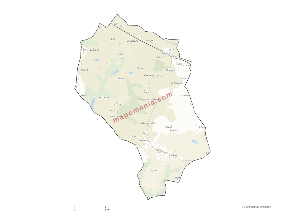 Carte de Varennes à personnaliser