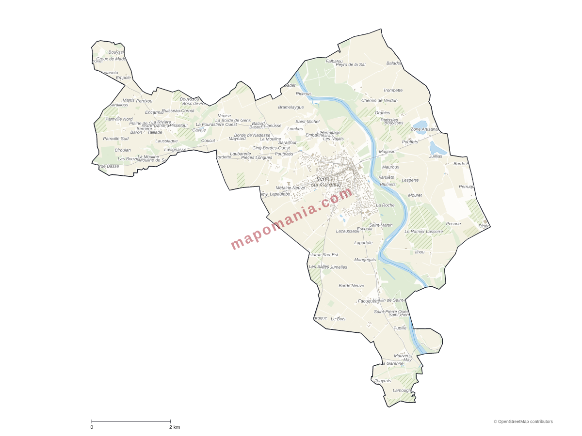 Carte de Verdun-sur-Garonne à personnaliser