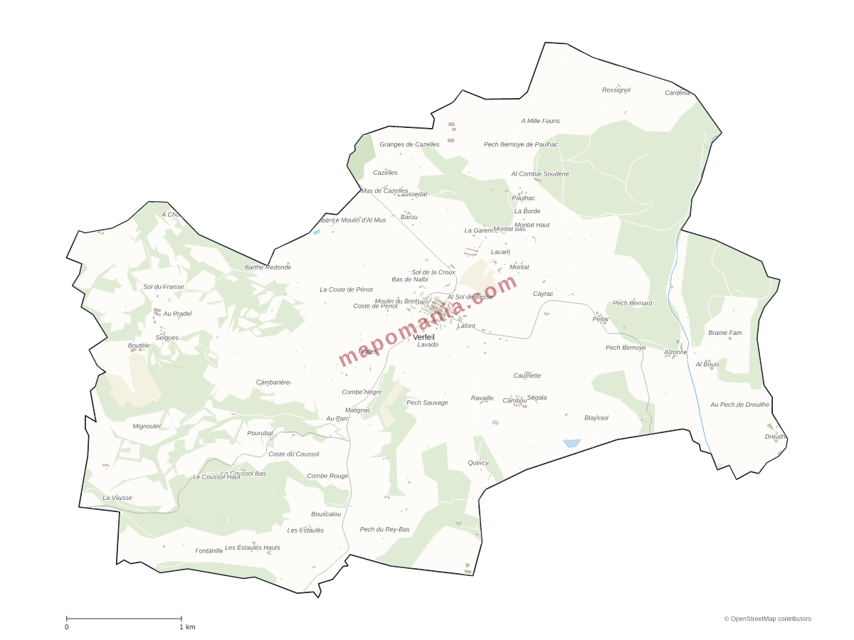 Carte de Verfeil à personnaliser