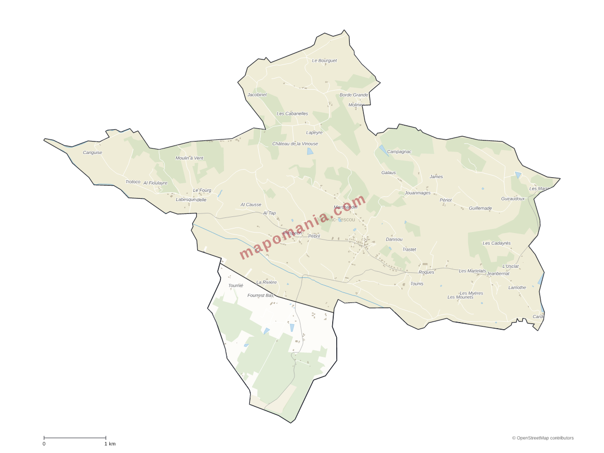 Carte de Verlhac-Tescou à personnaliser