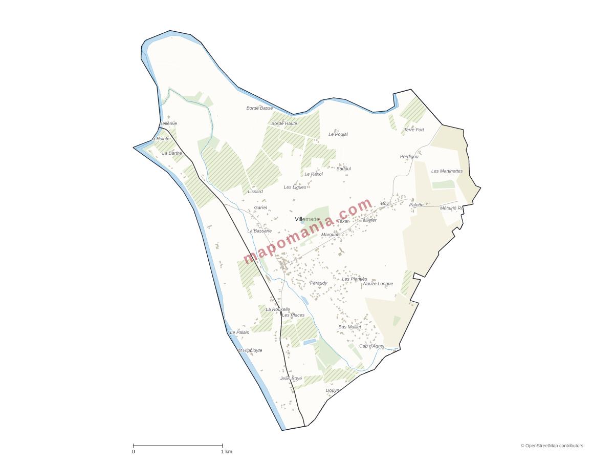 Carte de Villemade à personnaliser