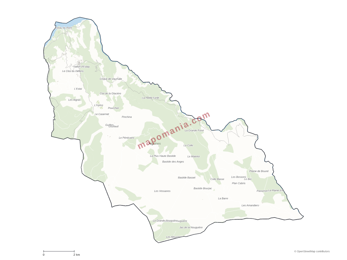 Carte de Aiguines à personnaliser