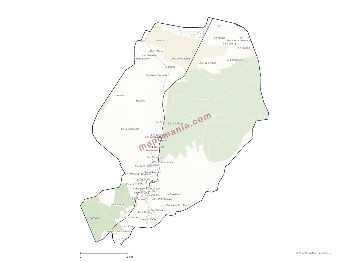 Carte de La Bastide à personnaliser