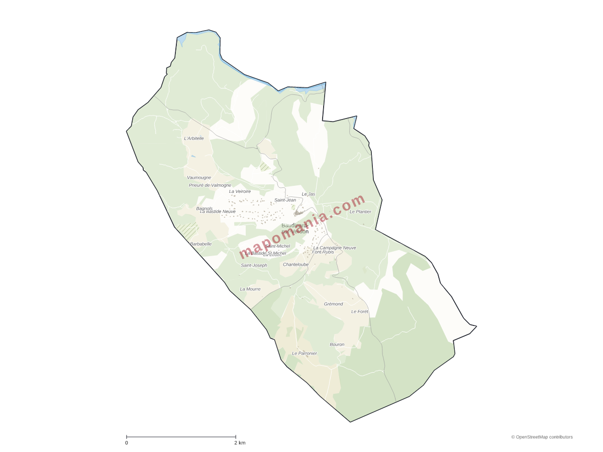 Carte de Baudinard-sur-Verdon à personnaliser