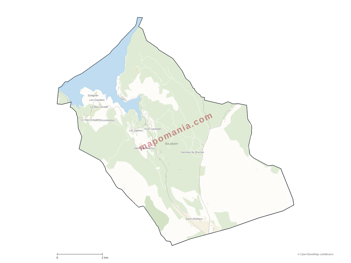 Carte de Bauduen à personnaliser