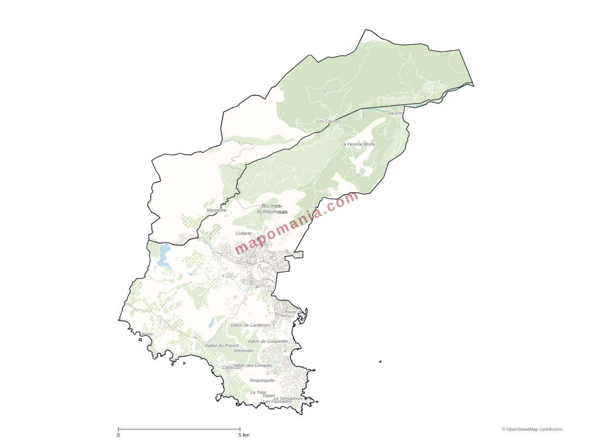 Carte de Bormes-les-Mimosas à personnaliser