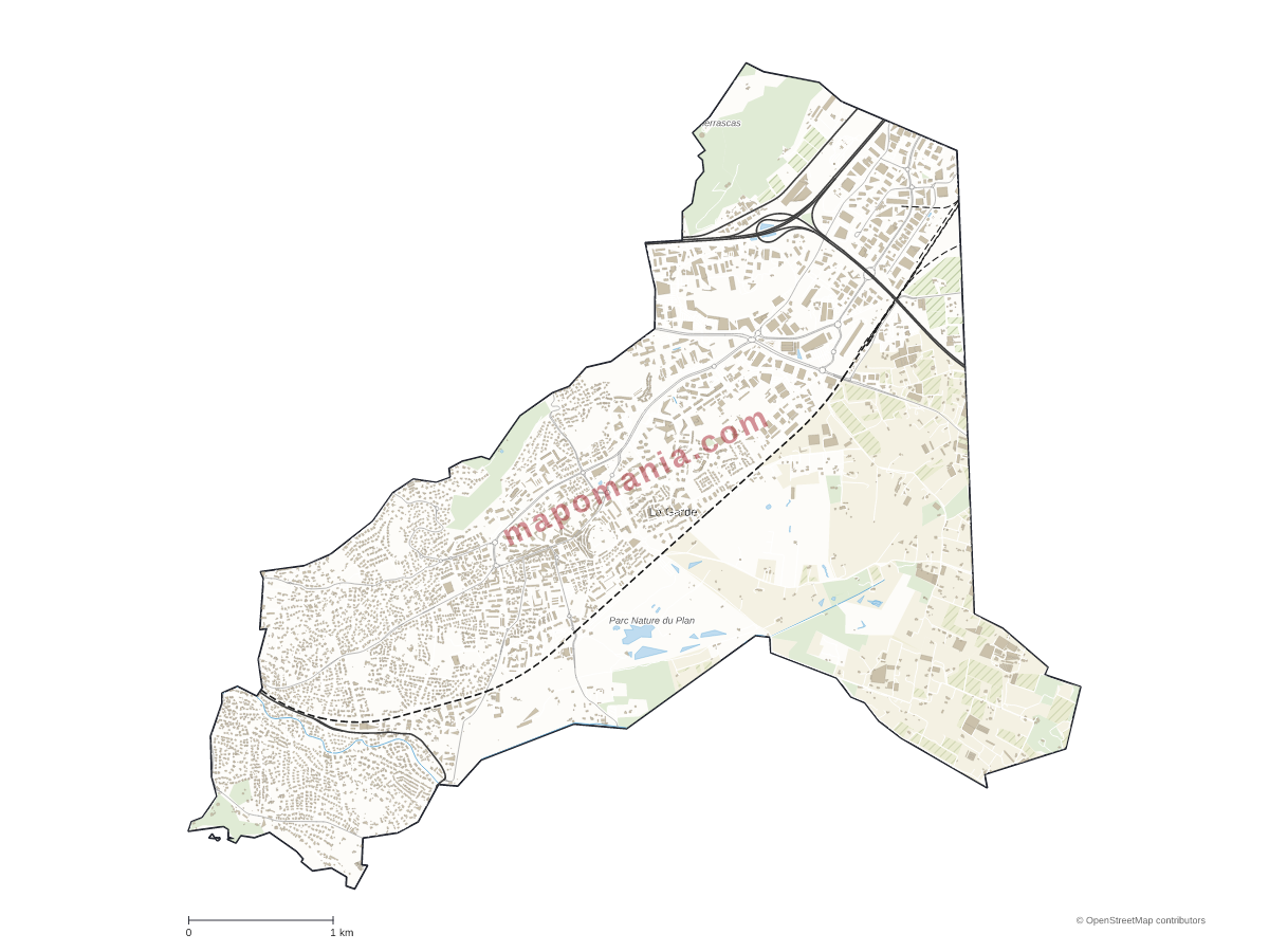 Carte de La Garde à personnaliser