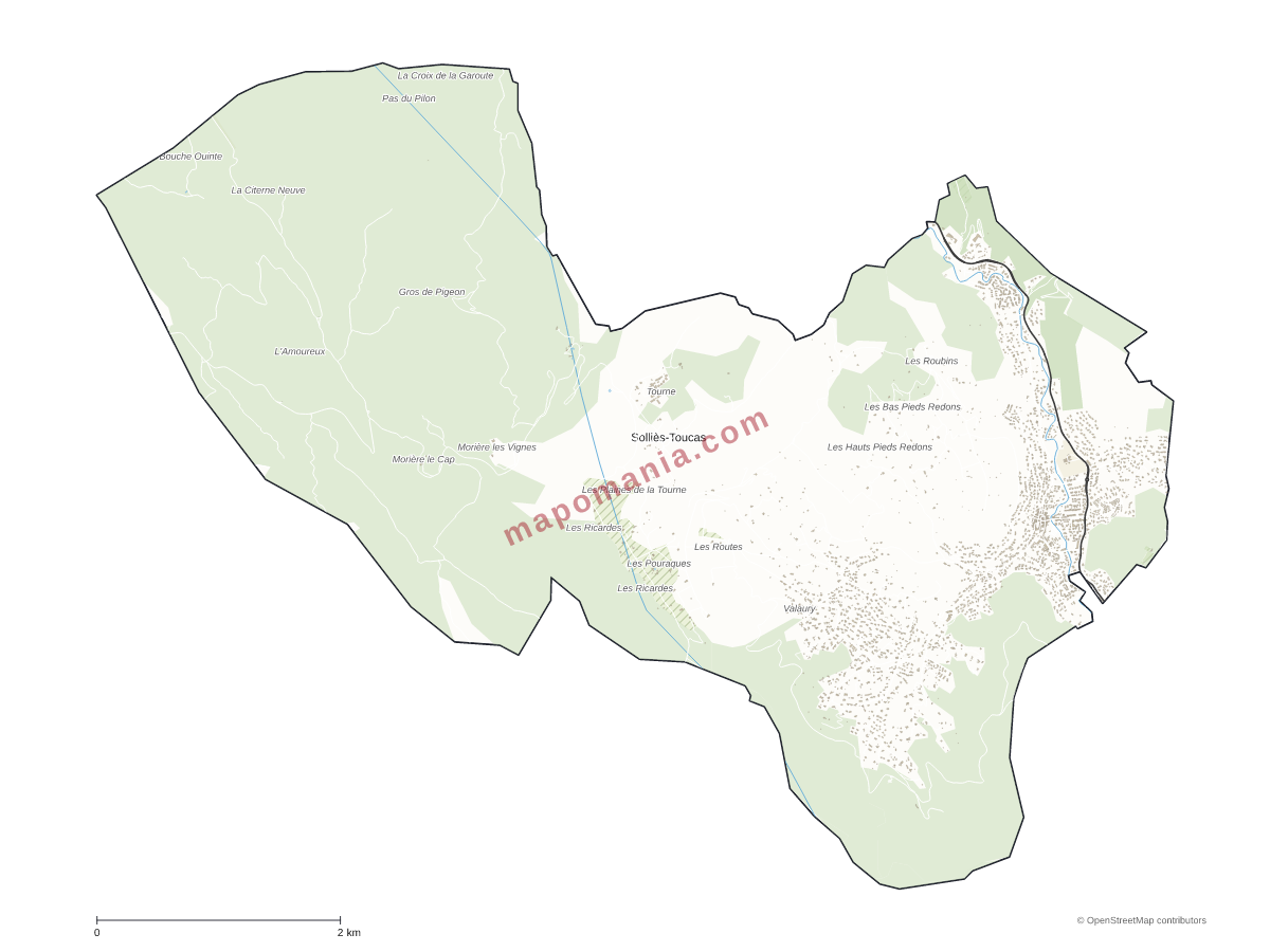 Carte de Solliès-Toucas à personnaliser
