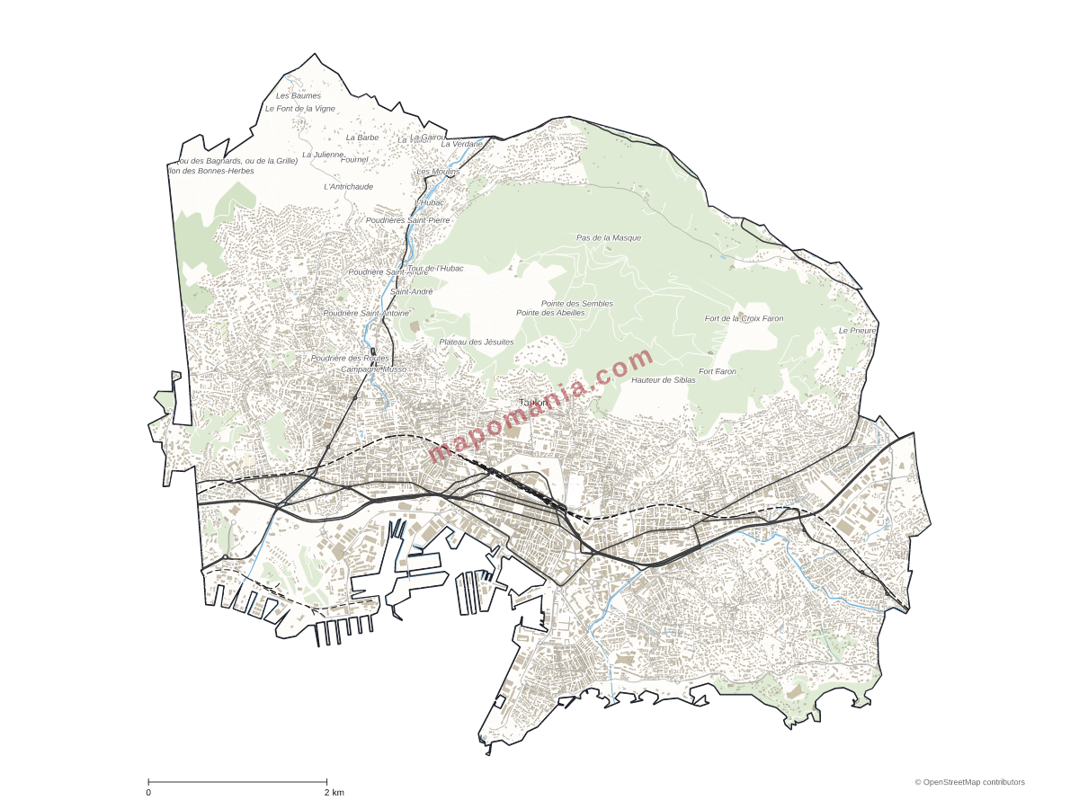 Carte de Toulon à personnaliser
