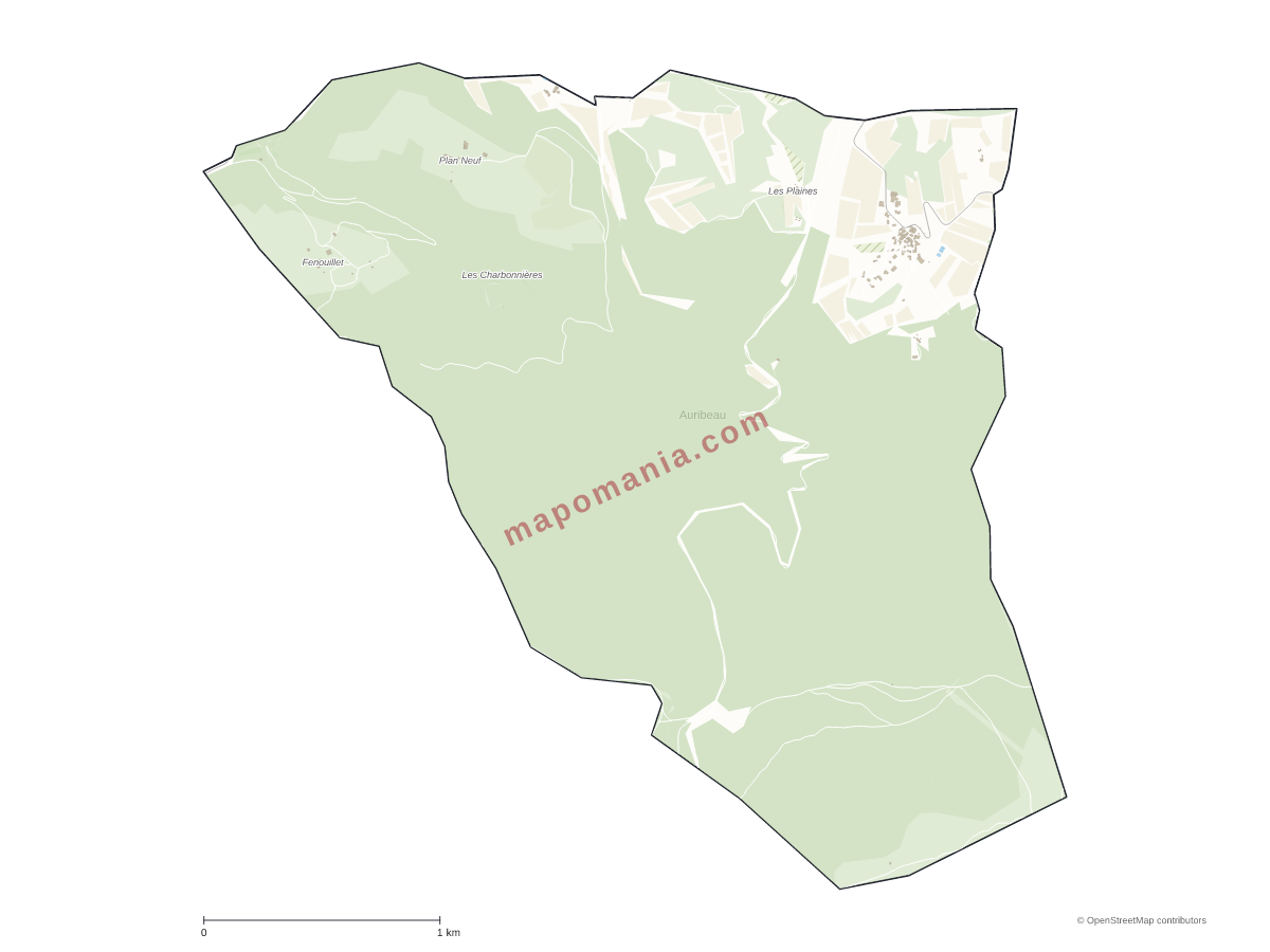 Carte de Auribeau à personnaliser
