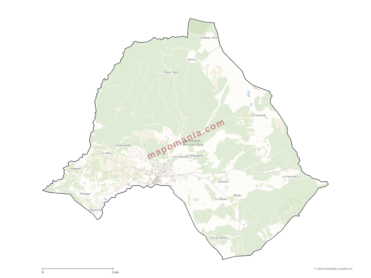 Carte de La Bastide-des-Jourdans à personnaliser