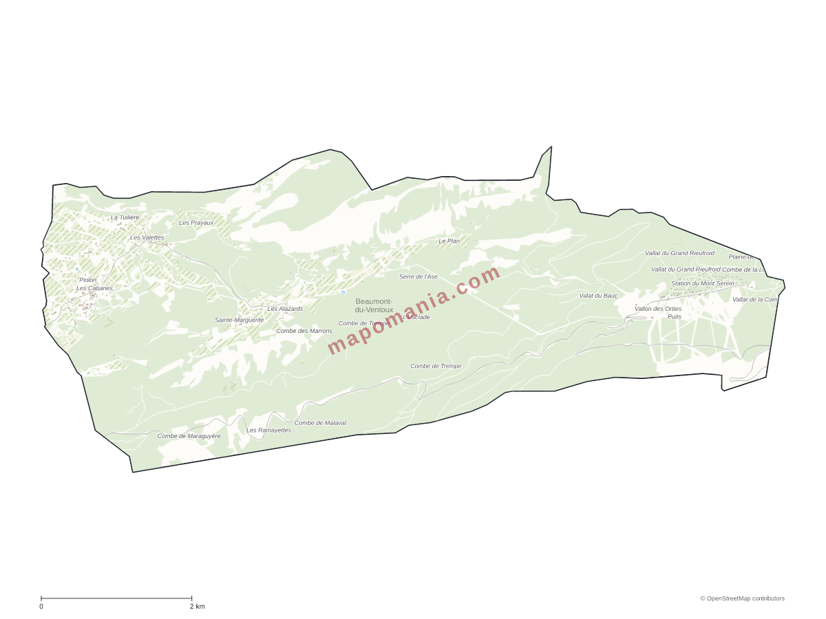 Carte de Beaumont-du-Ventoux à personnaliser