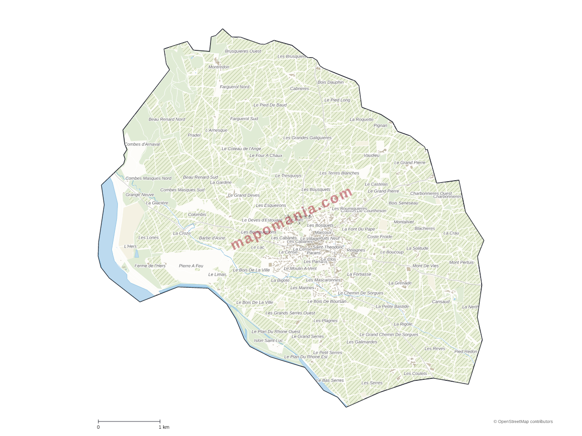 Carte de Châteauneuf-du-Pape à personnaliser