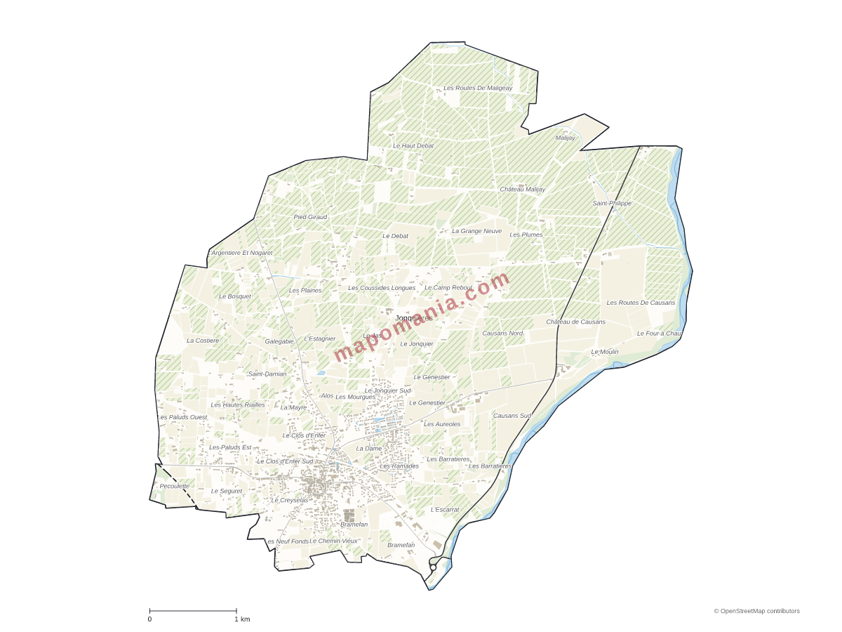 Carte de Jonquières à personnaliser