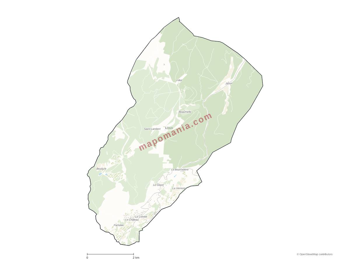 Carte de Lioux à personnaliser