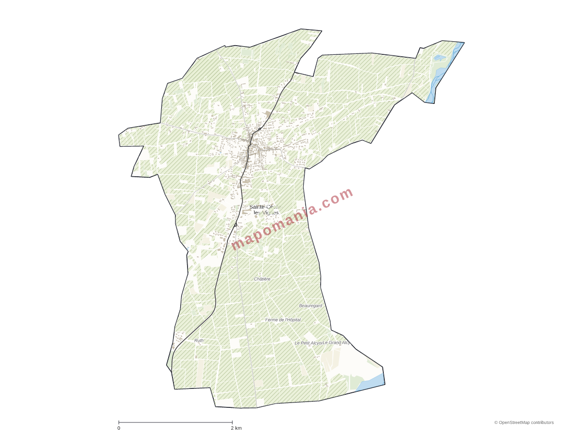 Carte de Sainte-Cécile-les-Vignes à personnaliser