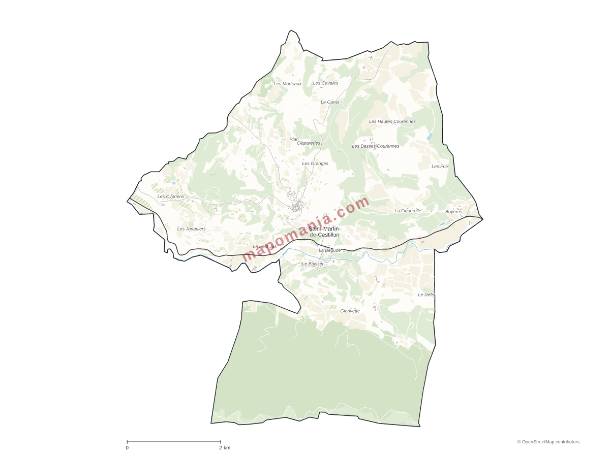 Carte de Saint-Martin-de-Castillon à personnaliser